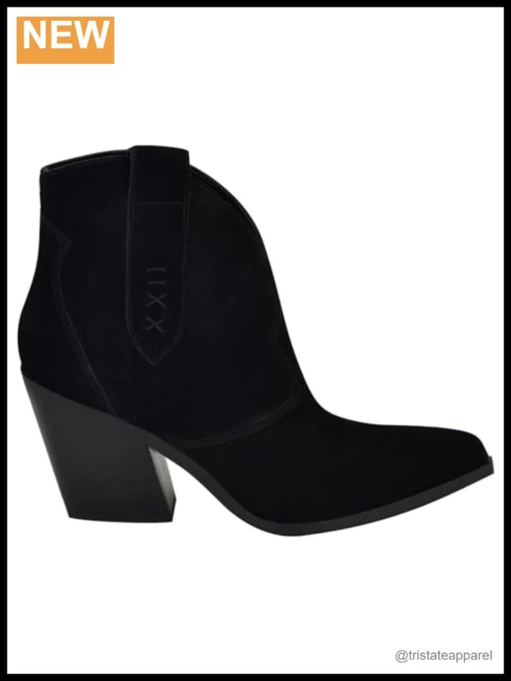 Nine West Pointed Toe Western Ankle Bootie Block Heel Suede Zip Boot